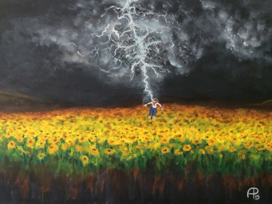 And a Mighty Lightning Struck the Scarecrow in the Middle of the Sunflower Plantation Right on the Edge of the World